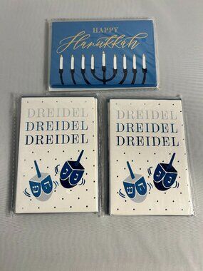 Hanukkah Cards Set of 24 Blank Hanukkah Cards & Envelopes - DREIDEL